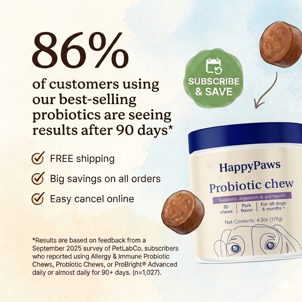 Happy Paws. Probiotics for Dogs – Soft Chews for Gut Health