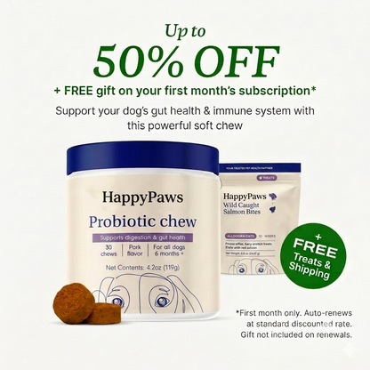 Happy Paws. Probiotics for Dogs – Soft Chews for Gut Health