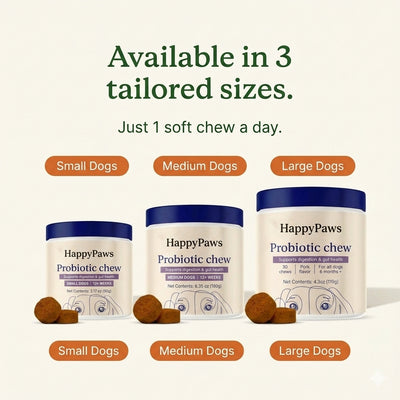 Happy Paws Probiotics for Dogs – Soft Chews for Gut Health